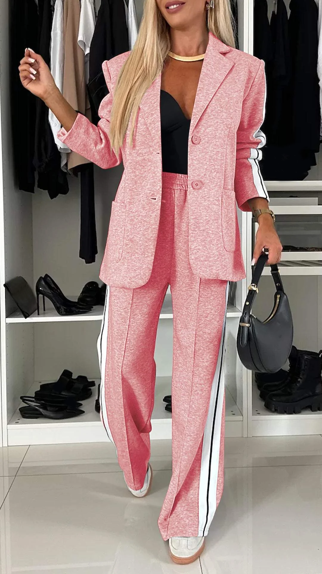 Dames Casual Colbert met Lange Mouwen en Klassieke Kraag