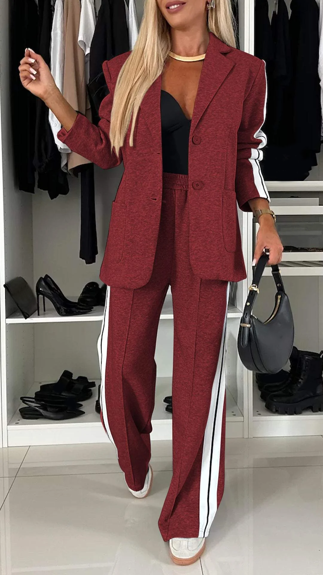 Dames Casual Colbert met Lange Mouwen en Klassieke Kraag