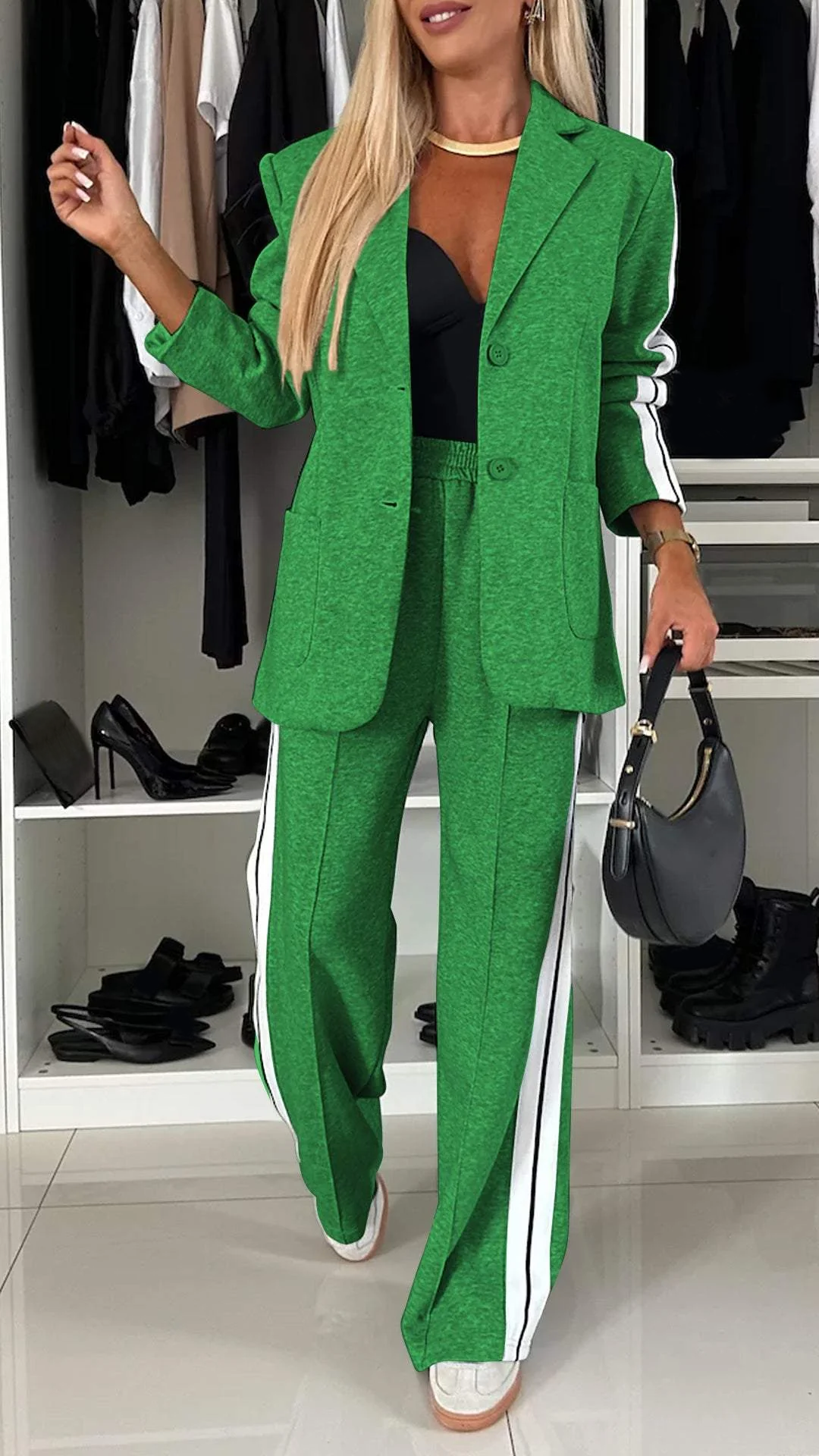 Dames Casual Colbert met Lange Mouwen en Klassieke Kraag