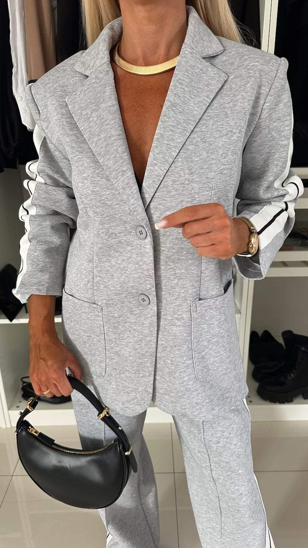 Dames Casual Colbert met Lange Mouwen en Klassieke Kraag