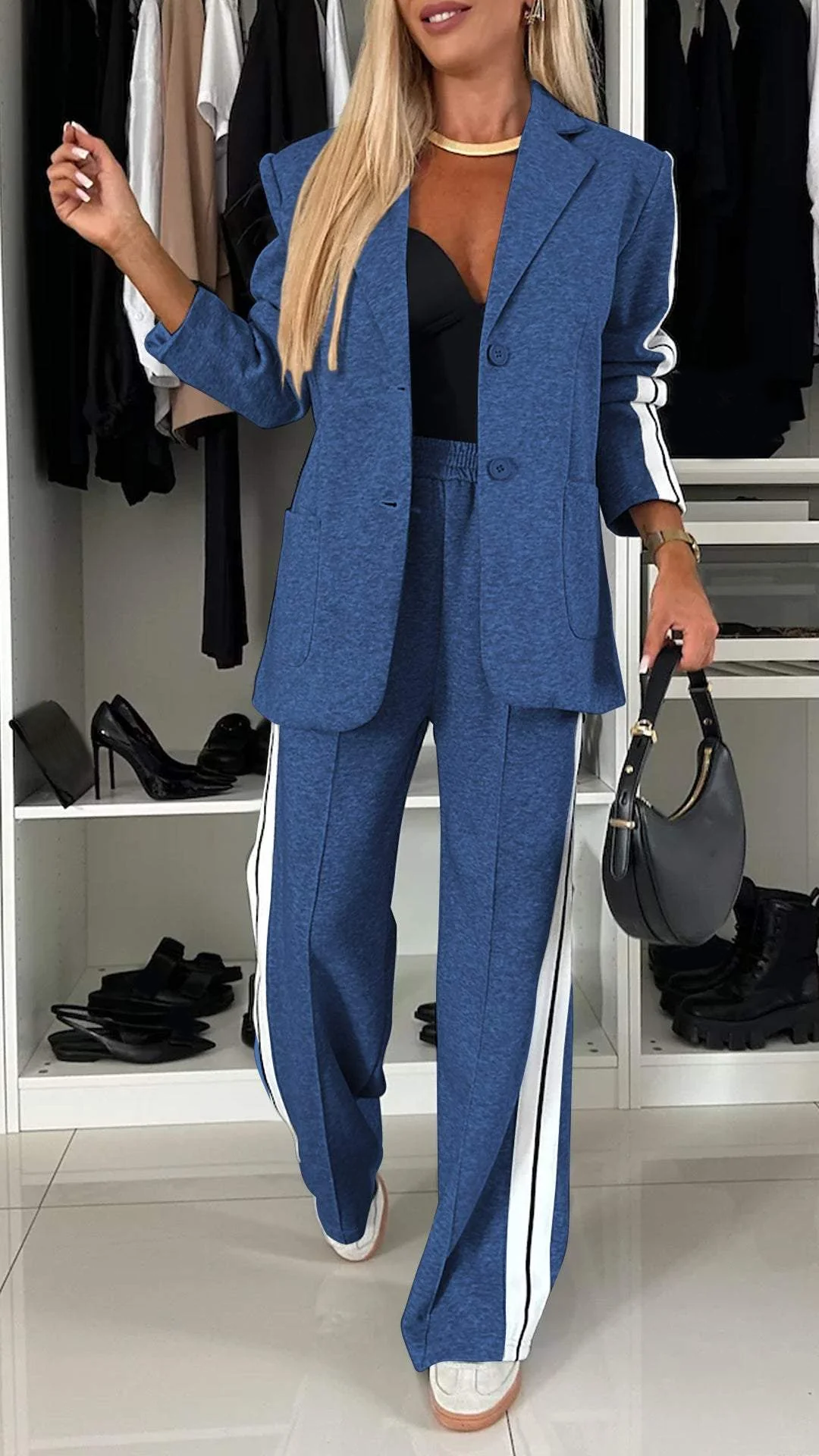 Dames Casual Colbert met Lange Mouwen en Klassieke Kraag